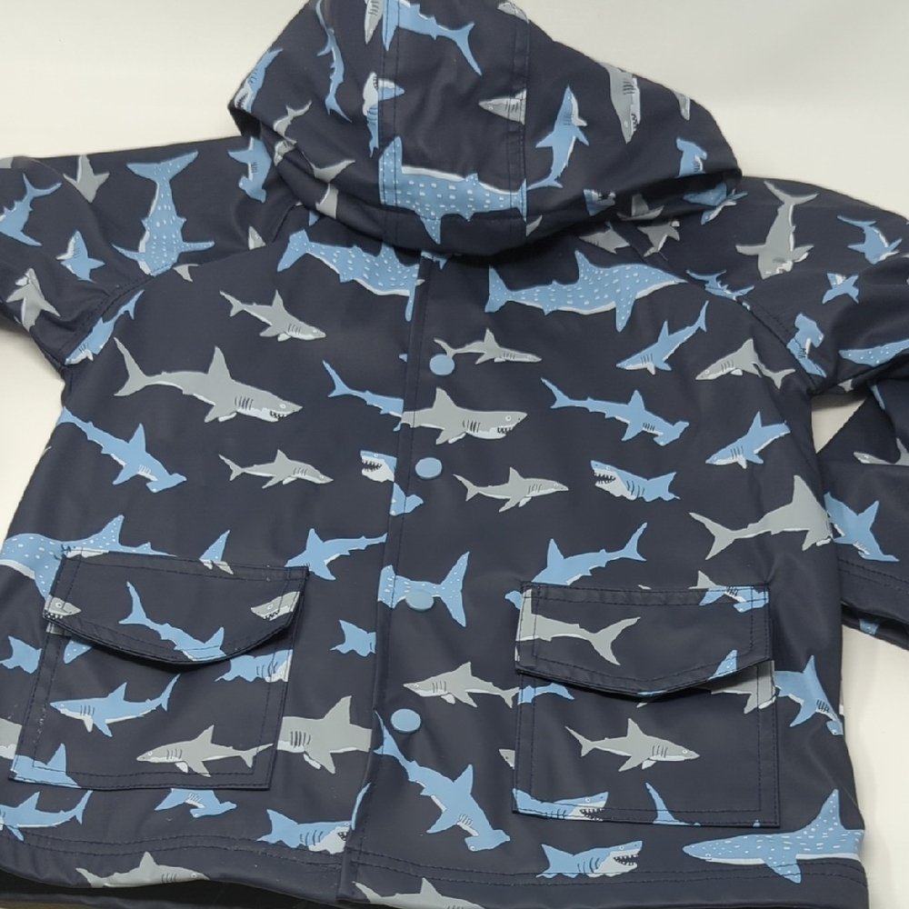Hatley Navy Shark Print Kids Raincoat